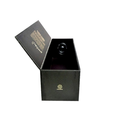 Cajas de empaquetado negras de la botella de vino con la hoja de oro ULTRAVIOLETA de la impresión que sella la grabación en relieve