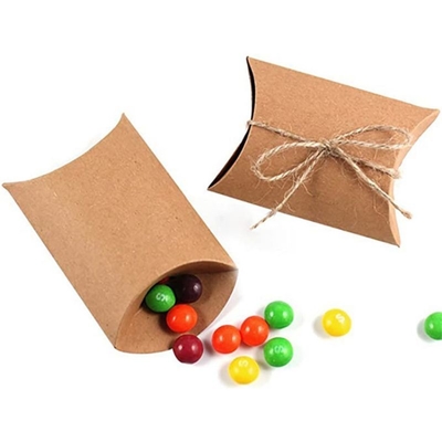 Pequeña caja de papel de Kraft, caja del caramelo de la almohada para casarse la decoración del favor